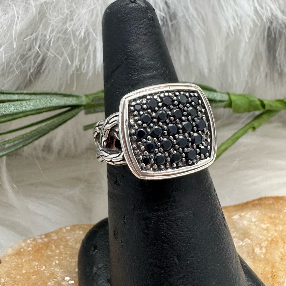 John Hardy .925 Black Gemstone Classic Woven Chain Ring Sz 7 - Picture 3 of 10